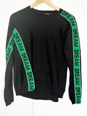 Maje Maley "Dream" Ribbon Sweater 2 US Medium black luxury wool blend casual
